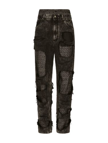 Straight leg jeans with silk twill interior - - Man - Dolce & Gabbana - Modalova