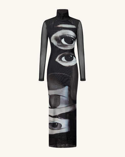 Sophia Eye Print Mesh Dress - Black/White - JW PEI - Modalova