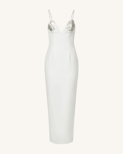 Ayliua Sweetheart-Neckline Rhinestones Embellished White Long Dress - White - JW PEI - Modalova