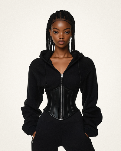 Valentina Structured Corset Hoodie - Black - JW PEI - Modalova