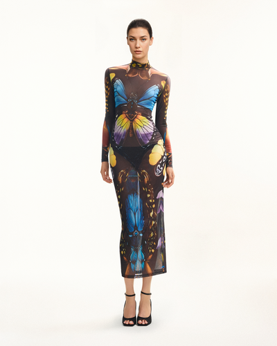 Butterfly Mesh Maxi Dress - Multicolor - JW PEI - Modalova