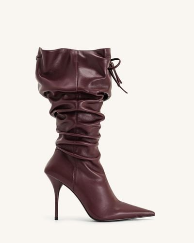 Olivia Leather High Heel Boots - Burgundy - JW PEI - Modalova