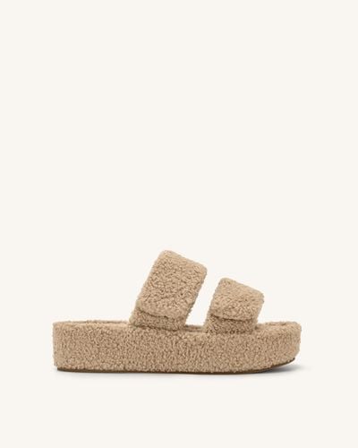 Lexi Faux Fur Platform Sandal - Beige - JW PEI - Modalova