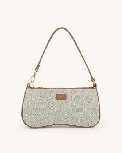 Eva Shoulder Bag - Beige Canvas - JW PEI - Modalova