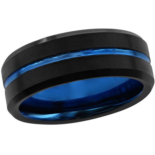 Men's Black and Blue Tungsten Ring - SW-2076 - Blackjack - Modalova