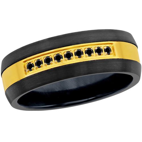 Men's Black and Gold Tungsten Ring - SW-2120 - Blackjack - Modalova