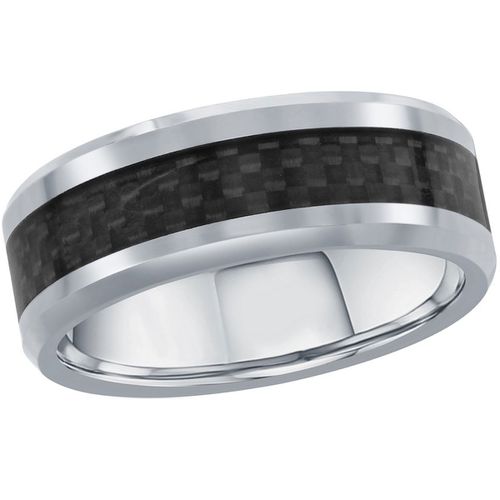 Men's Silver and Carbon Fiber Ring - SW-2072 - Blackjack - Modalova