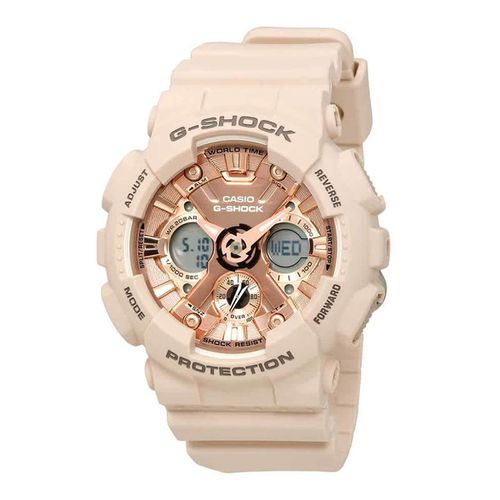 Women's Ana-Digi Watch - G-Shock Rose Gold Dial Pink Resin / GMAS120MF-4A - Casio - Modalova
