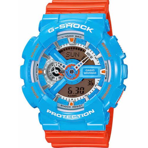 Men's Watch - G-Shock Alarm Blue Case Orange Resin Strap / GA-110NC-2ACR - Casio - Modalova