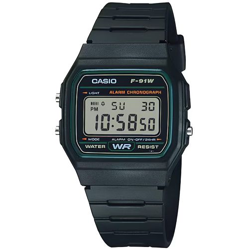 Men's Watch - Grey Digital Dial Black Resin Strap Alarm Chronograph / F-91W-3CF - Casio - Modalova