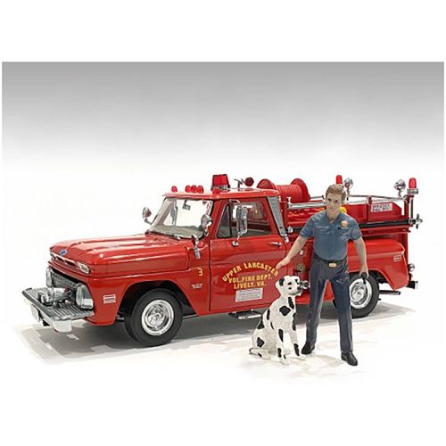 Figures - Firefighters Fire Trainer and Dog for 1/18 Scale Models - American Diorama - Modalova