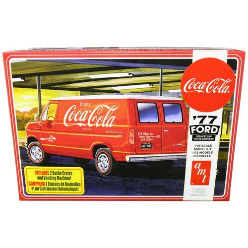 Model Kit - Skill 3 1977 Ford Delivery Van with 2 Bottles Crates Coca-Cola - AMT - Modalova