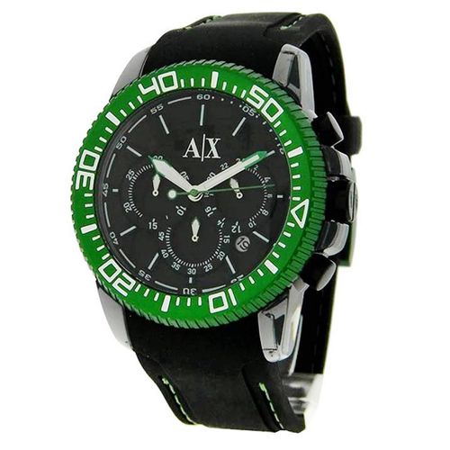 Men's Chronograph Watch - Black Dial Black Silicone Strap / AX1205 - Armani Exchange - Modalova