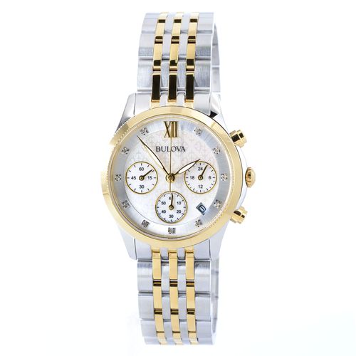 Women's Diamond Chronograph Watch - Two Tone Steel Bracelet / 98P163 - Bulova - Modalova