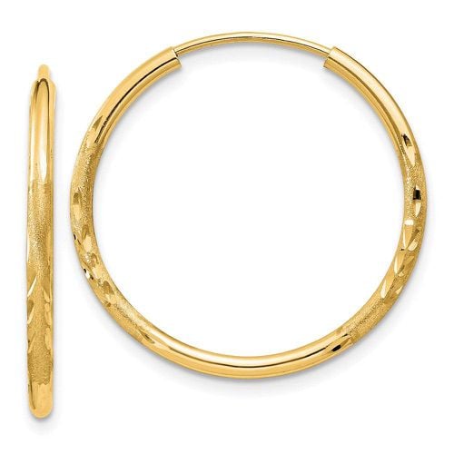 K 1.5mm Satin Diamond-cut Endless Hoop Earrings - Jewelry - Modalova