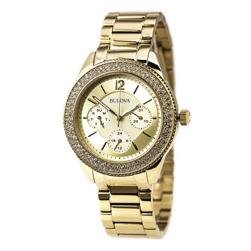 N102 Women's Crystal Gold Tone Dial Gold Plated Steel Bracelet Watch - Bulova - Modalova