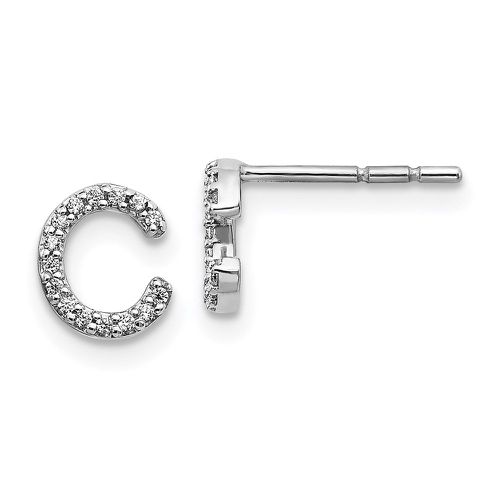 K White Gold Diamond Initial C Earrings - Jewelry - Modalova