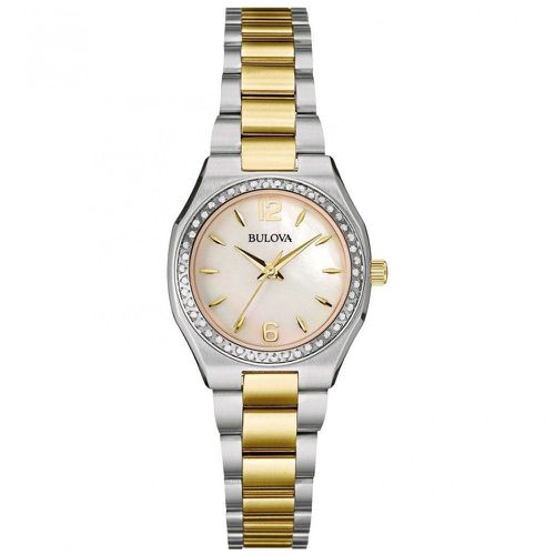 R204 Women's Diamond Gallery MOP White Dial Two Tone Bracelet Watch - Bulova - Modalova