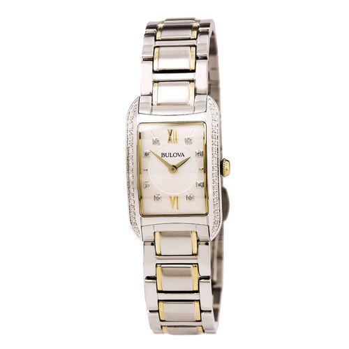 R227 Women's Diamonds Silver Tone Dial Two Tone Bracelet Watch - Bulova - Modalova
