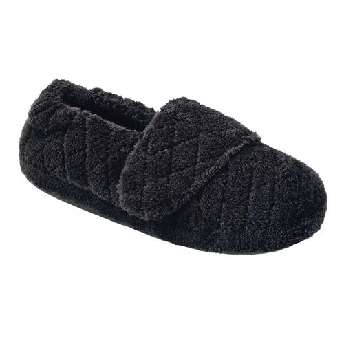 Women's Spa Slippers - Velvety Soft Terry Wrap, Black, Large / A10631-AAA-L - Acorn - Modalova