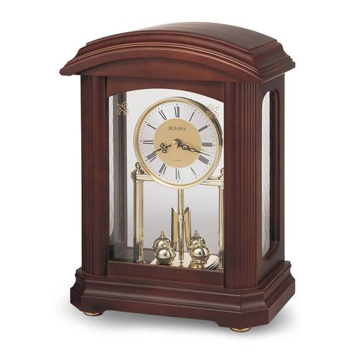 B1848 Nordale Walnut Wood Mantel Table Quartz Clock - Bulova - Modalova