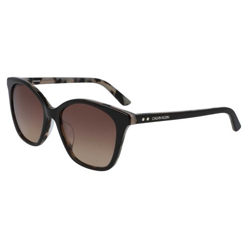 Women's Sunglasses - Brown/Cream Tortoise Full Rim Cat Eye / CK19505S 212 - Calvin Klein - Modalova