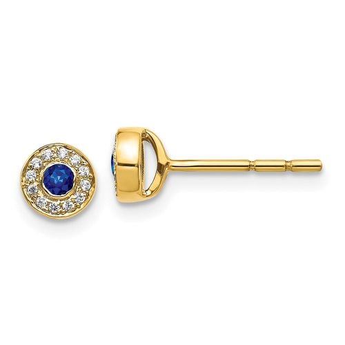 K Diamond and Sapphire Post Earrings - Jewelry - Modalova
