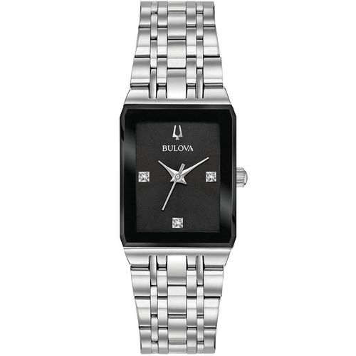Women's Bracelet Watch - Futuro Black Dial Stainless Steel Diamond / 96P202 - Bulova - Modalova