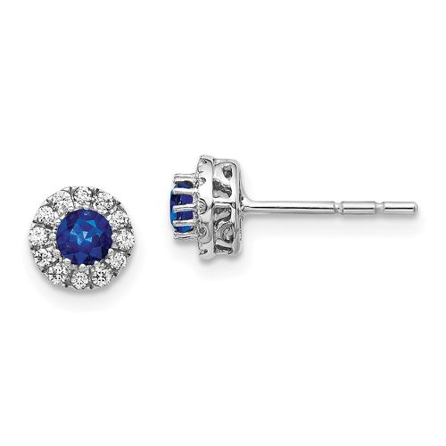 K White Gold Diamond and Blue Sapphire Post Earrings - Jewelry - Modalova