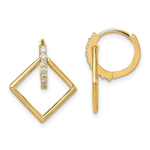 K CZ Square Dangle Hinged Hoop Earrings - Jewelry - Modalova