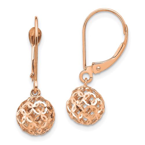 K Rose Gold Bead Dangle Leverback Earrings - Jewelry - Modalova