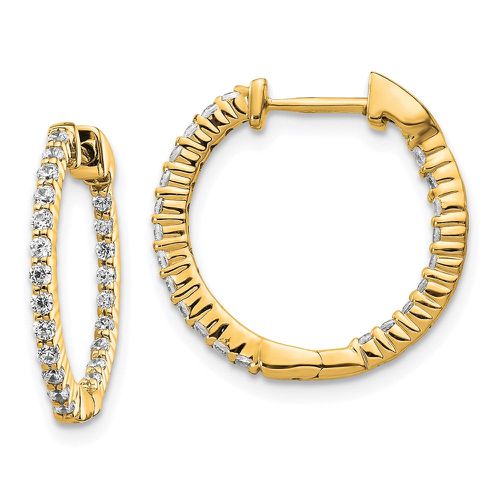 K Gold Polished Diamond In and Out Hinged Hoop Earrings - Jewelry - Modalova