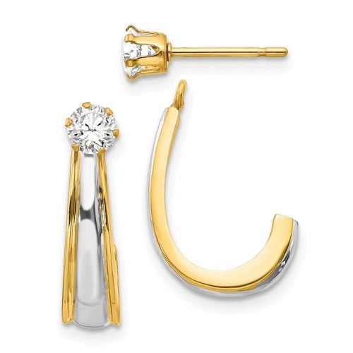 K & Rhodium J-Hoop with CZ Stud Earring Jackets - Jewelry - Modalova