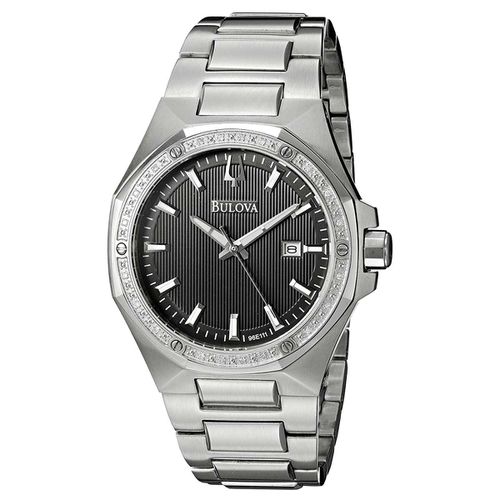 E111 Men's Diamond Grey Dial Stainless Steel Bracelet Watch - Bulova - Modalova