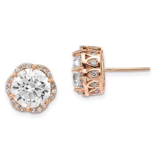 K Tiara Collection Rose Gold Polished CZ Post Earrings - Jewelry - Modalova