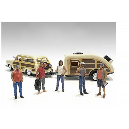 Figure Set - Campers Poly-Resin for 1/24 Scale Models, 5 piece - American Diorama - Modalova