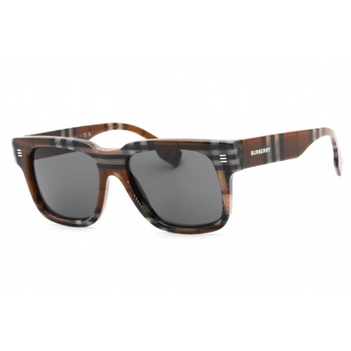 Unisex Sunglasses - Dark Grey Lens Check Brown Rectangular / 0BE4394 396687 - BURBERRY - Modalova