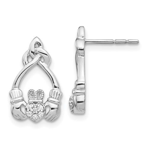 K White Gold Diamond Claddagh Post Earrings - Jewelry - Modalova