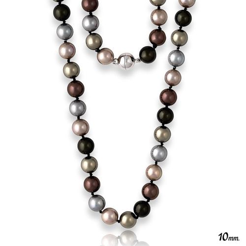 Dark Multi-Colored Shell Pearls With Magnet Lock Necklace - Classic - Modalova