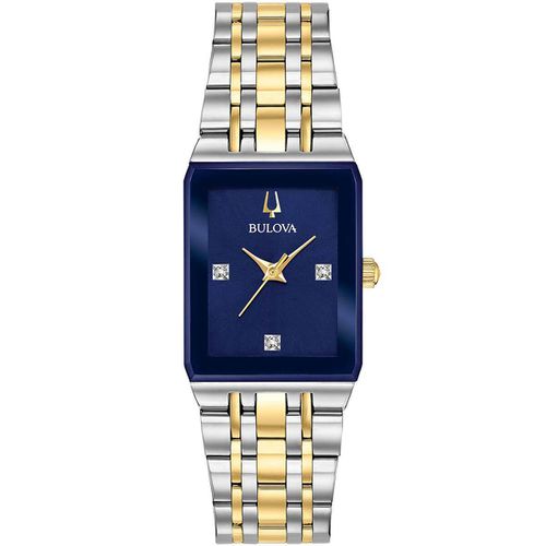 Women's Bracelet Watch - Futuro Quartz Blue Dial Two Tone Diamond / 98P177 - Bulova - Modalova