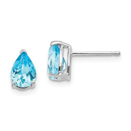 K White Gold 7x5mm Pear Blue Topaz Earrings - Jewelry - Modalova