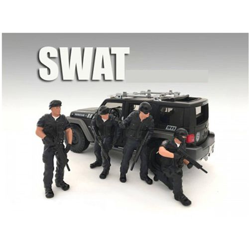Figure Set - SWAT Team For 1:24 Scale Models Blister Pack 4 Piece - American Diorama - Modalova