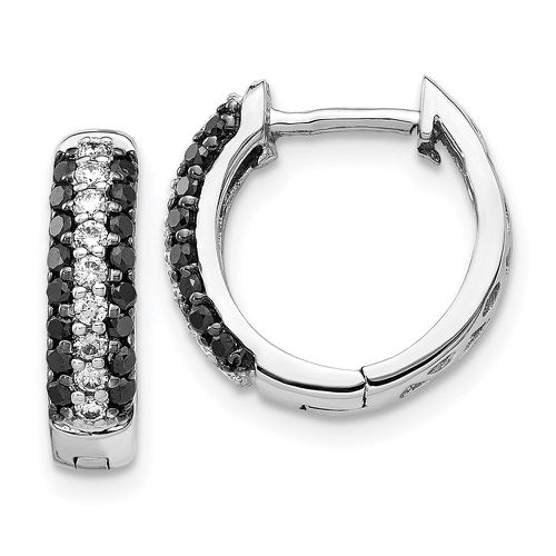 K White Gold White & Black Diamond Hinged Hoop Earrings - Jewelry - Modalova