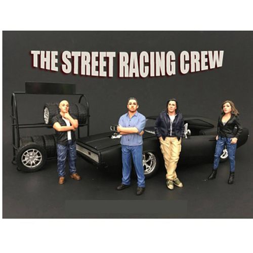 Figure Set - The Street Racing Crew For 1:18 Scale Models 4 Piece - American Diorama - Modalova