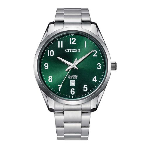 Men's Watch - Japanese Quartz Green Dial Silver Steel Bracelet / BI1031-51X - Citizen - Modalova