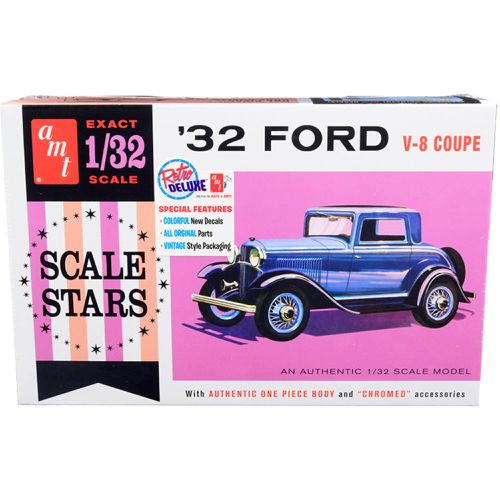 Model Kit - Skill 2 1932 Ford V-8 Coupe Scale Stars Chrome Plated Parts - AMT - Modalova