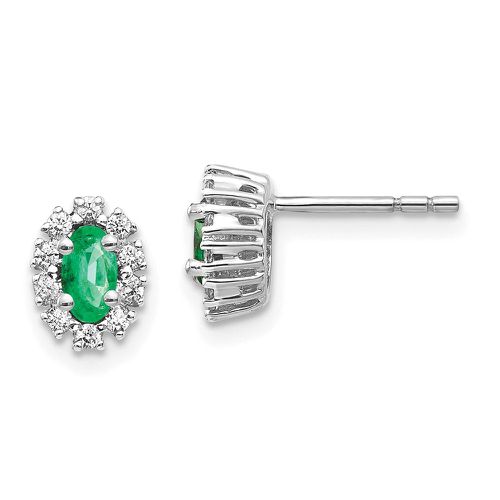 K White Gold 1/5Ct Diamond & Emerald Earrings - Jewelry - Modalova