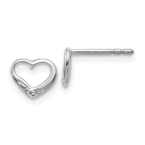K White Gold Diamond Heart Post Earrings - Jewelry - Modalova