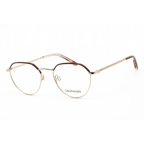 Unisex Eyeglasses - Gold/Honey Tortoise Metal Round Frame / CK20127 717 - Calvin Klein - Modalova