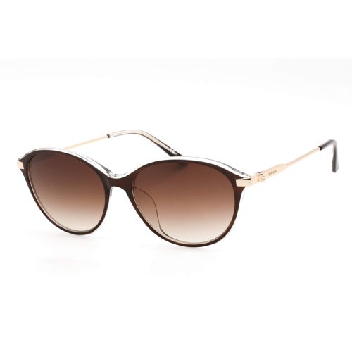 Women's Sunglasses - Brown Horn/Crystal Oval Full Rim / CK19713SA 222 - Calvin Klein - Modalova